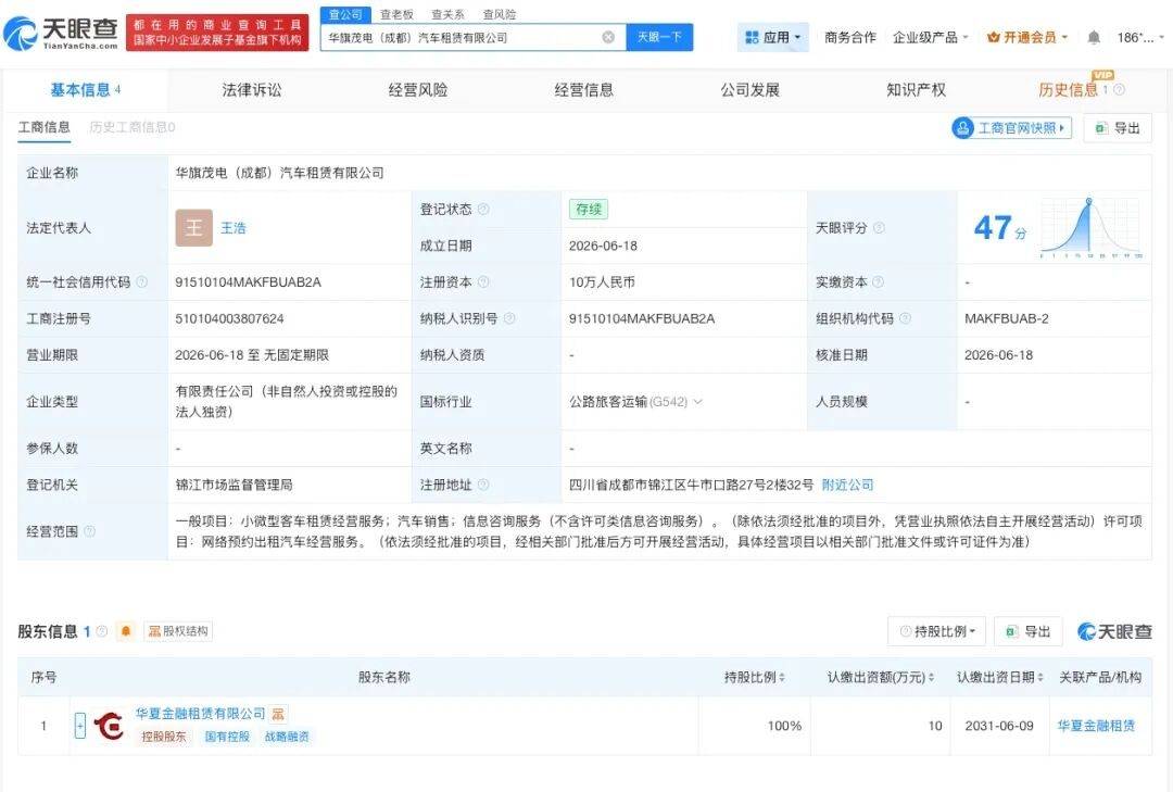 華夏銀行加碼汽車租賃，註冊資本僅10萬