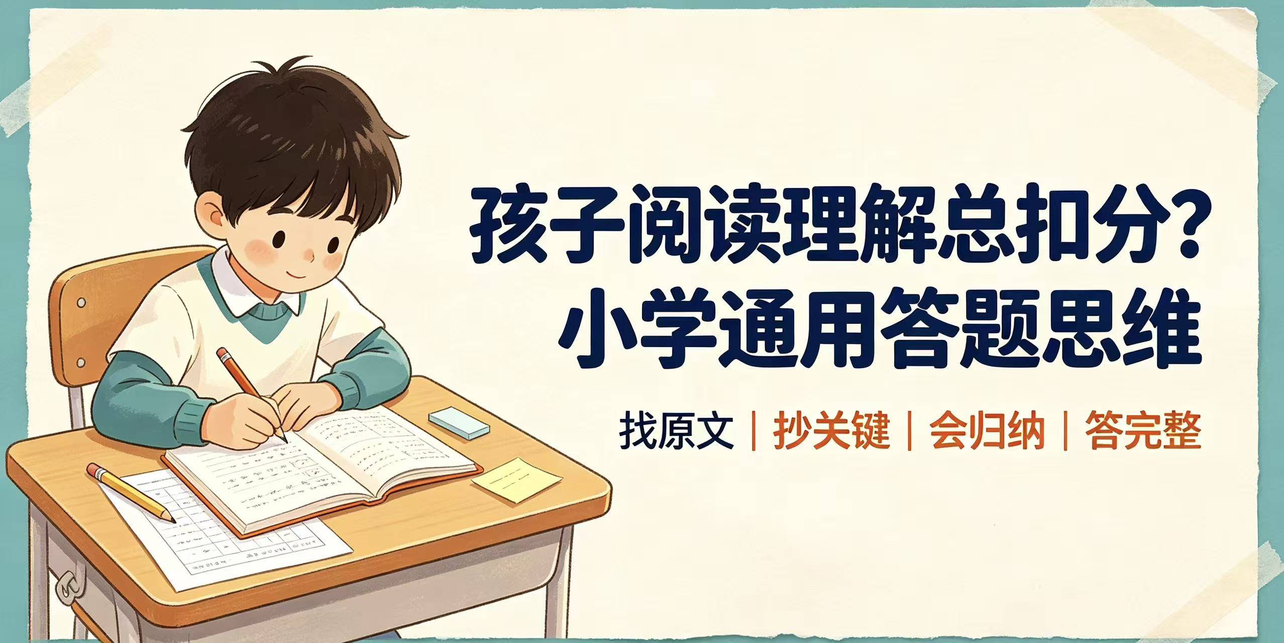 孩子閱讀理解有困難？小學通用答題思維，簡單好用！